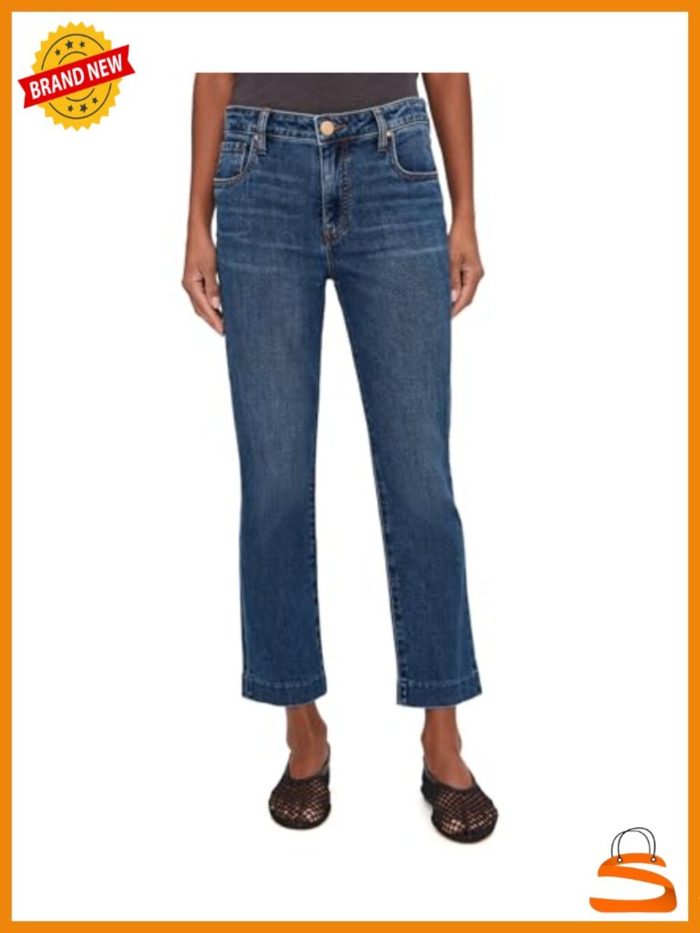 High-Rise Ankle Straight Leg Jeans with Blind Hem